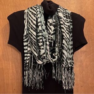 Bebe Animal Print Fringe Scarf